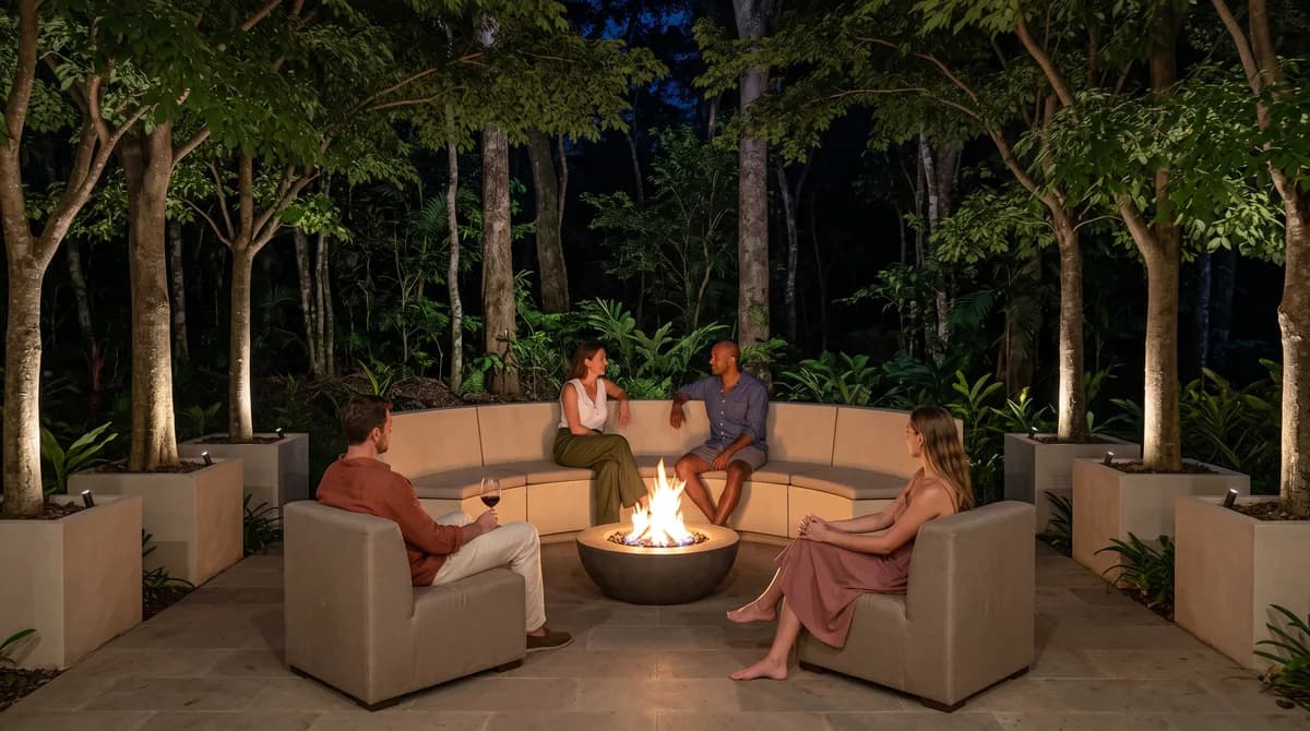 Architectural visualization of Fuego Terrace at Selva Grand House at Sueños del Mar.